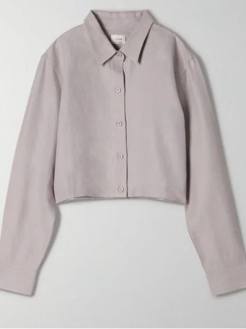 Wilfred SzXXS Cropped Proposal Linen Blend Button Up Relaxed Shirt Cloudy Lilac